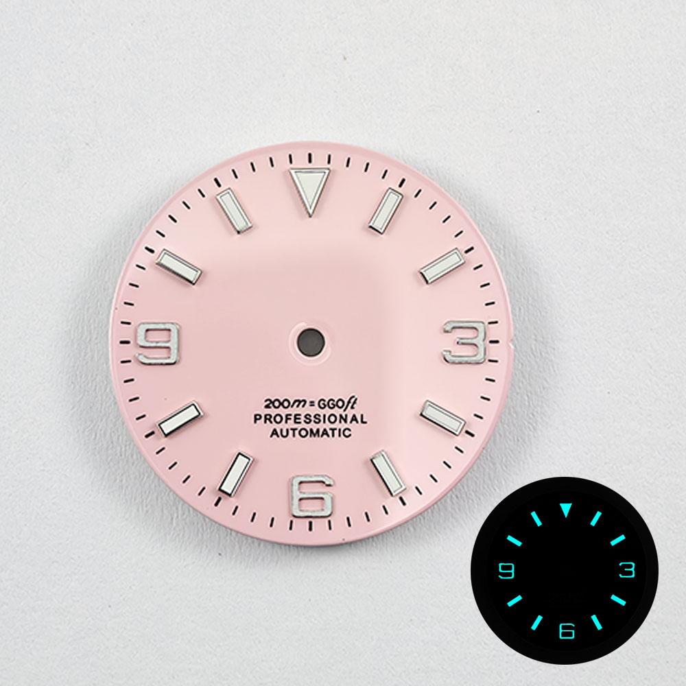 NH35 29mm No Logo Watch Dial Fit NH35A NH36 NH38 Movement Blue Green Luminous Rose Gold /Gold /Silver Nail Explorer Model Dial