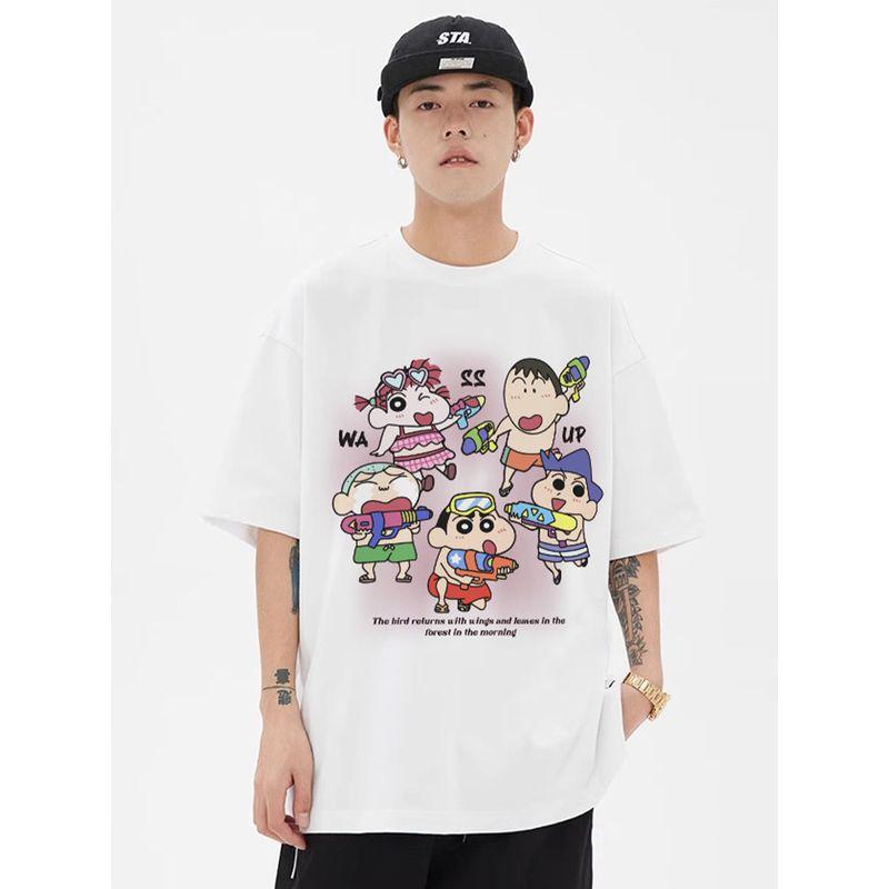 Wassup Heods Trendy Brand Crayon Shin-Chan Couple Short-Sleeve Summer Loose Versatile Unisex Digital Inkjet T-Shirt