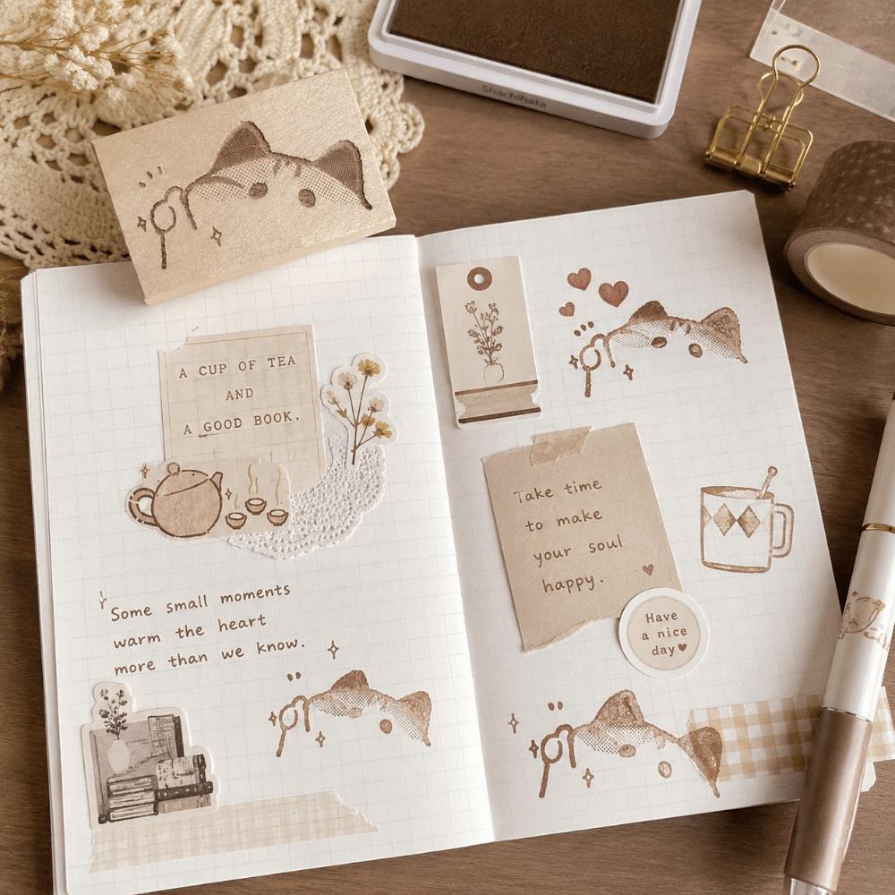 Cartoon Design Rubber Stamp Solid Wooden Grip Decorative Seal Cute Wooden Rubber Stamp Journal