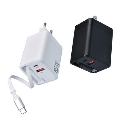 65W Stretch Wire Charger Charging Head Telescopic Cable TYPE-C Fast Charging Dual Port with Wire Adapter Charging Head