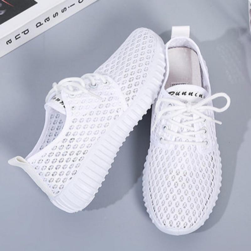 Atmungsaktive Mesh-Schuhe Damen Sommer Stoffschuhe Hohles Mesh Sportliche Freizeitschuhe Leichte Laufschuhe