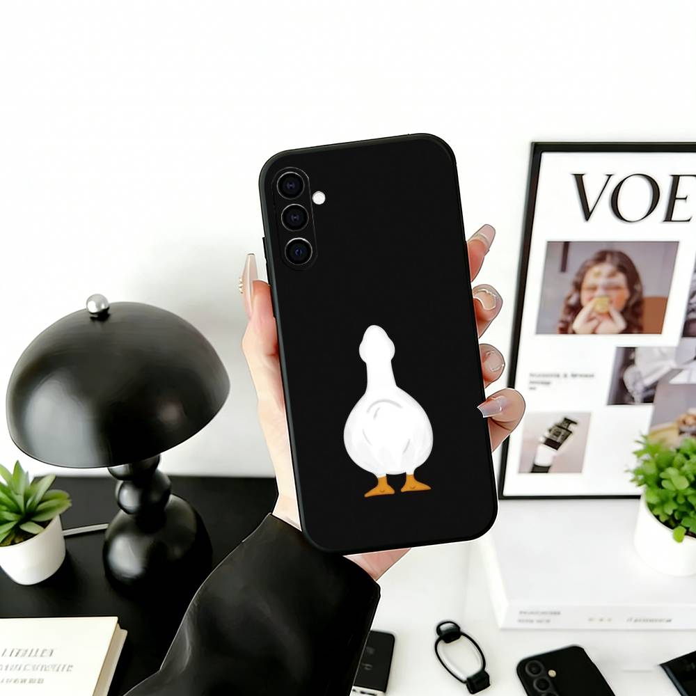 Duck Phone Case Black Silicone Soft For Samsung Galaxy A73,A72,A71,A70,A53,A52,A51