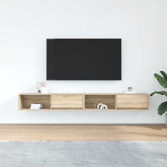 VidaXL Meubles TV 2 pcs chêne sonoma 100x31x25,5 cm bois d'ingénierie, banc TV, meuble hifi, centre de divertissement, 861477