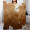 Cow Hide Brown Dot White Throw Blanket Stain Resistant Cozy Warm Blanket