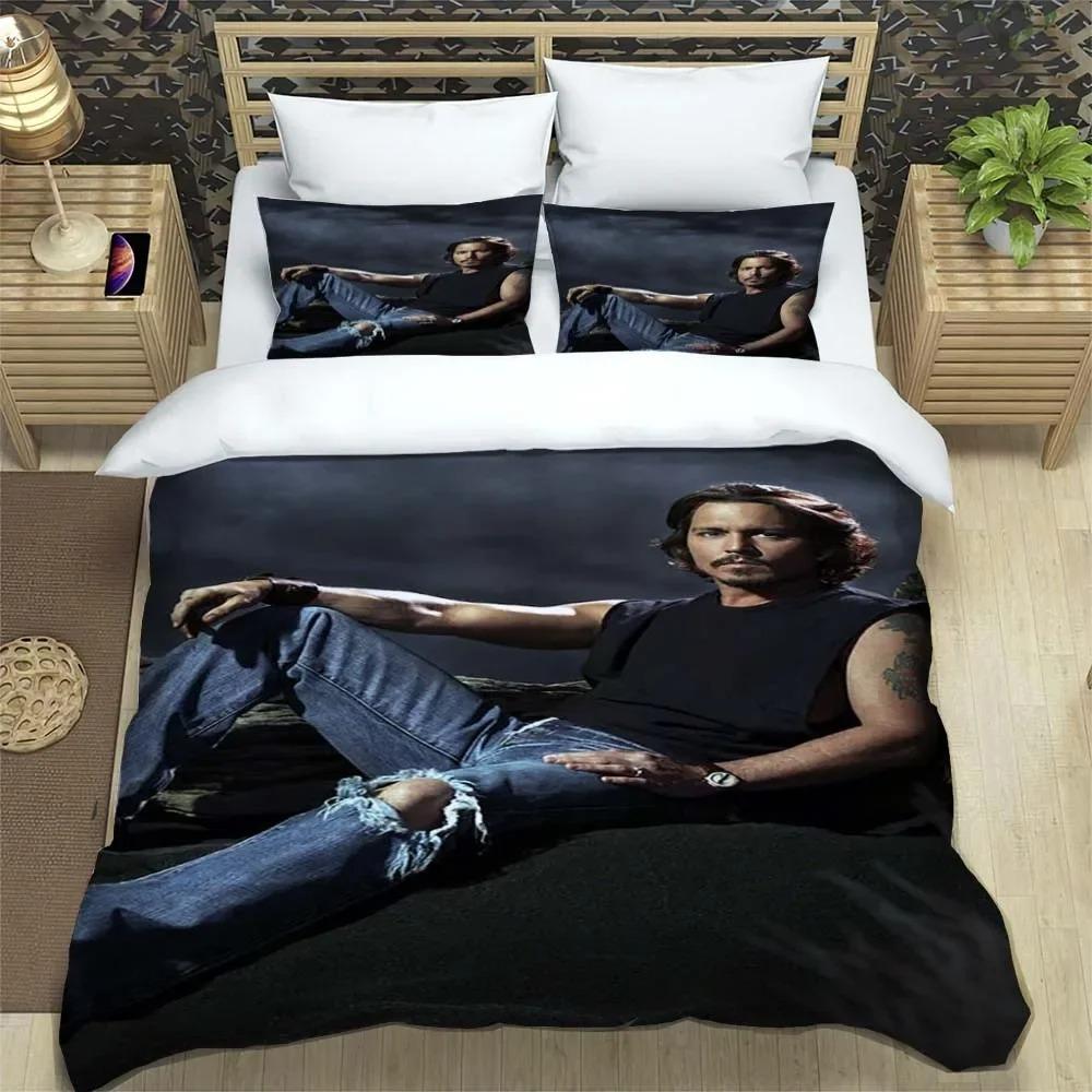 Johnny Depp Pattern Quilt Cover With Pillowcases 3D Digital Printed Bedding Set Twin Full Queen King Gift