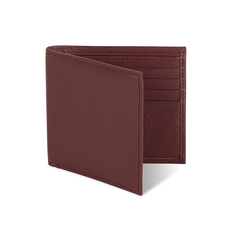 

[Business Leather Factory] Bi-fold wallet (no coin purse) Water repellent original leather cow leather unisex 10 pockets Thin (Burgundy)