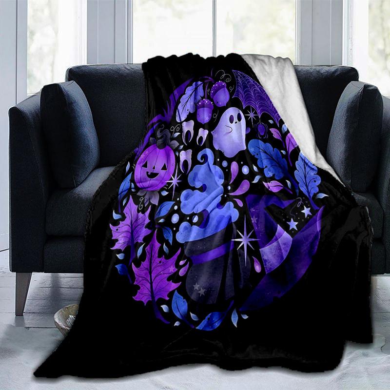 1pc Ghost Pumpkin Halloween Ideas Blanket, Home Decorative for All Seasons, Living Room, Travel, Camping, Car Blankets