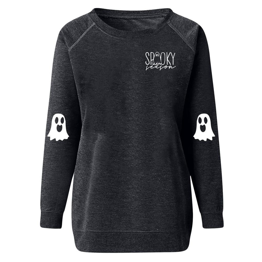 Women's Casual  Raglan O-neck Long Sleeve Halloween Print Top