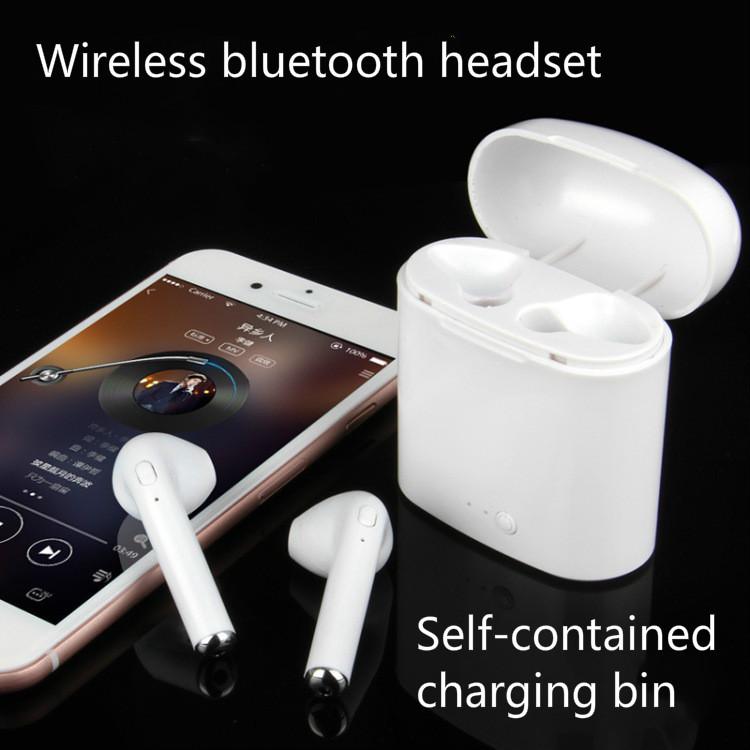 i7s bluetooth headset dengan pengisian bin nirkabel di telinga binaural stereo touch 50