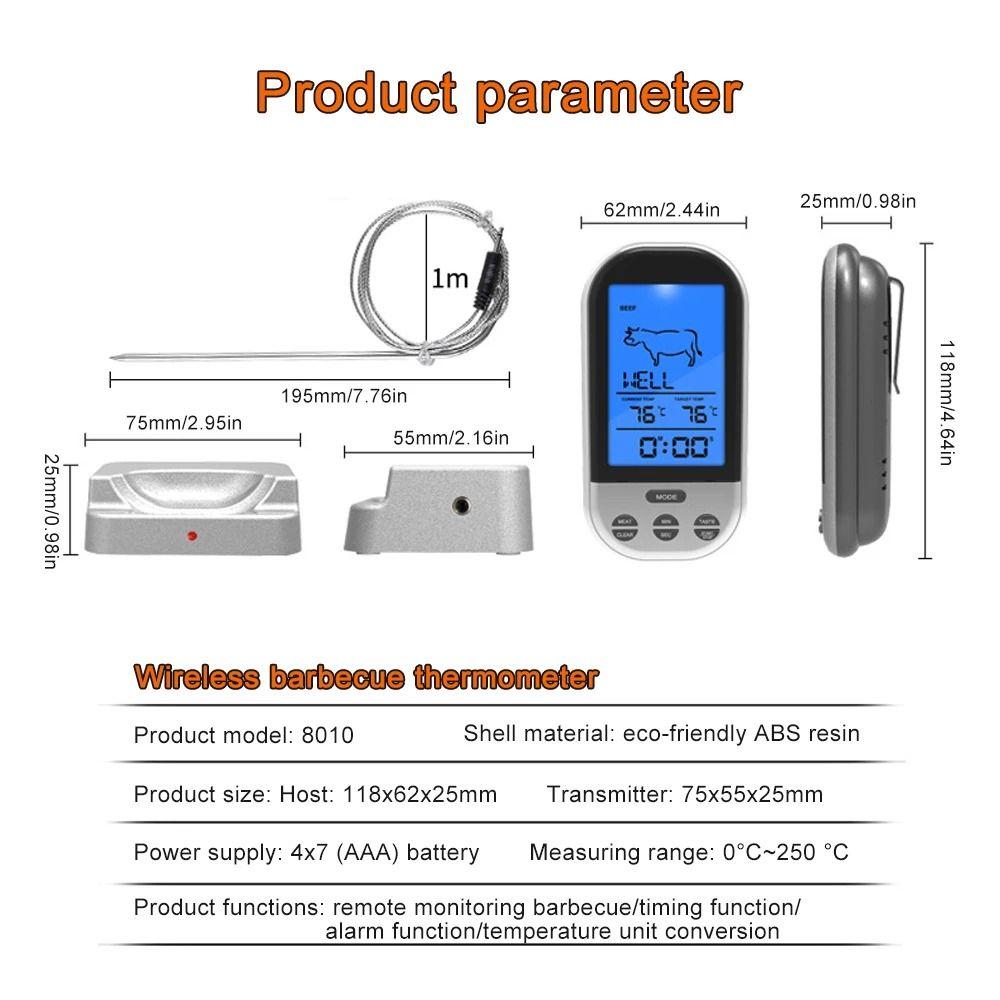 With Timer Alarm Wireless Digital Meat Thermometer Food Thermometer  Kitchen Tools