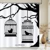 Nordic minimalist art printing Shower Curtain, Waterproof Fabric Flower and leaf Bird pattern Bathroom Curtain for Bathtub Decor