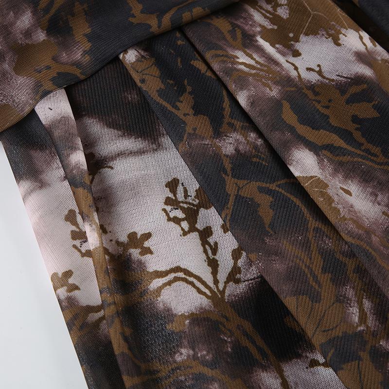 Urban Chic Plaid Patchwork Lace Pleated Mini Skirt