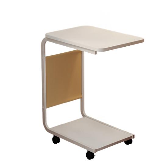 2-stöckiger C-förmiger Beistelltisch Rollender kleiner Kaffeetisch mit hölzerner Tischplatte Metallrahmen Wohnzimmer Schlafzimmer Ecke Nachttisch Schreibtisch mit Rädern