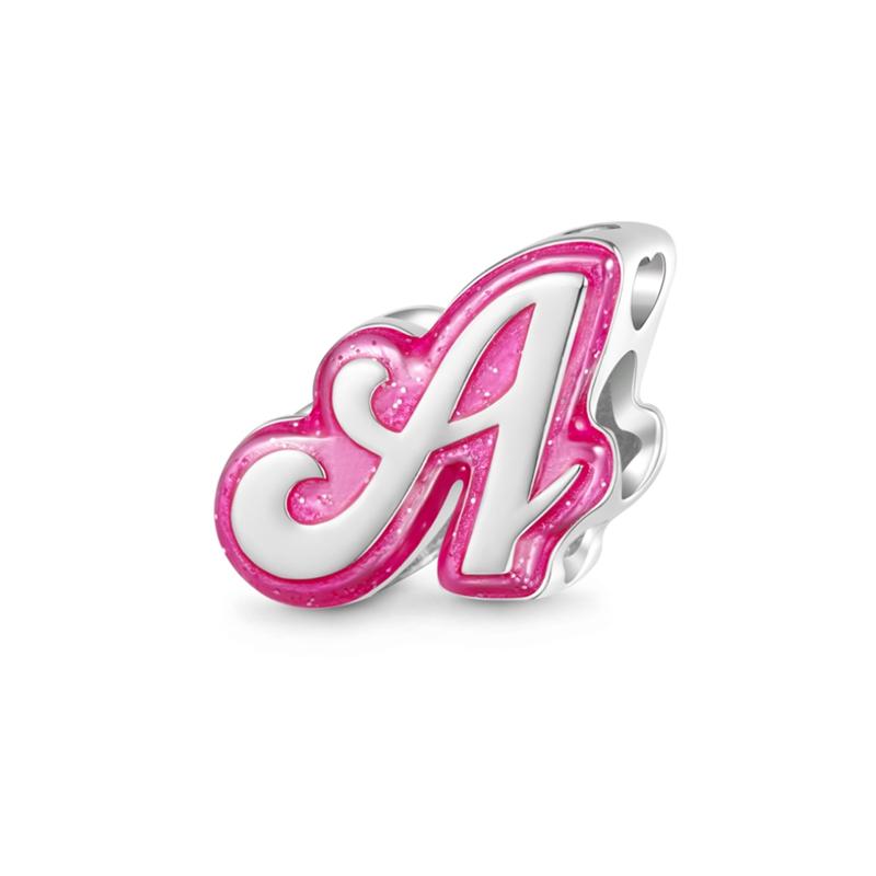 

Miniso Pink Cute 26A-Z Letter Charm Bead Component Bead Components Dangle Compatible With Copper Metal Authentic Original Snake Bracelet High Quality