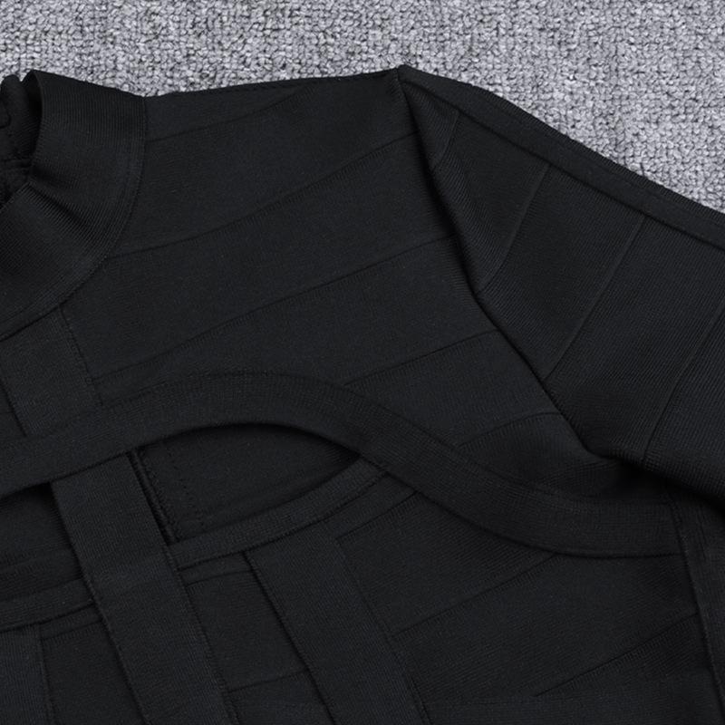 European & American Autumn/Winter Women's Long-Sleeve Sexy Hollow Chest Slim Bandage Dress