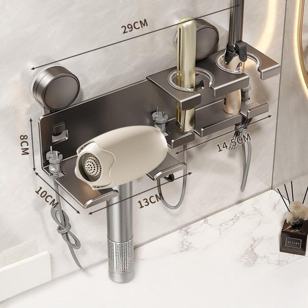 No-Drill Bathroom Organizer Suction Cup Storage Rack Simple Hair Dryer Holder  Household