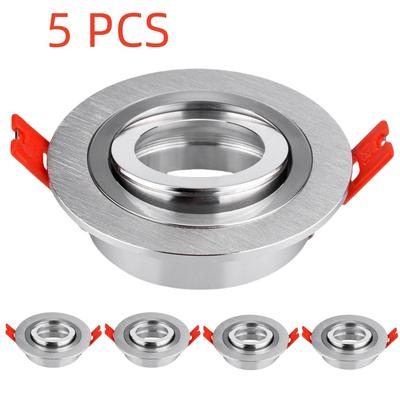 5/10pcs GU10 MR16 Round Recessed Ceiling Spotlights Frame LED Downlight Angle Adjustable Rotating Indoor Lighting Fixture