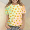 Tricou Casual Lejer cu Gât Rotund și Mânecă Scurtă cu Imprimeu Floral pentru Copii, Top de Vară Confortabil, Ușor, din Material Moale, pentru Băieți și Fete