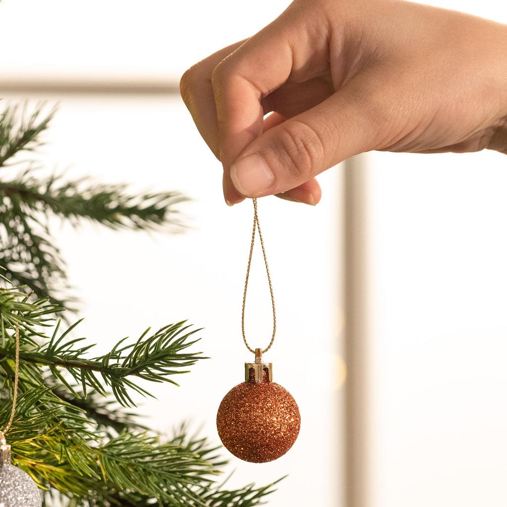 Valery Madelyn Christmas Tree Ball Set of Gold and Forest Stylish European and Nordic Style Ornaments, 3cm, 49, Copper, Design, Decorations,