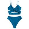 Women's High Waist Two Piece Swimsuit with Cross Wrap Straps Adjustable Spaghetti Straps Bikini Set for Beach Pool Swimwear
