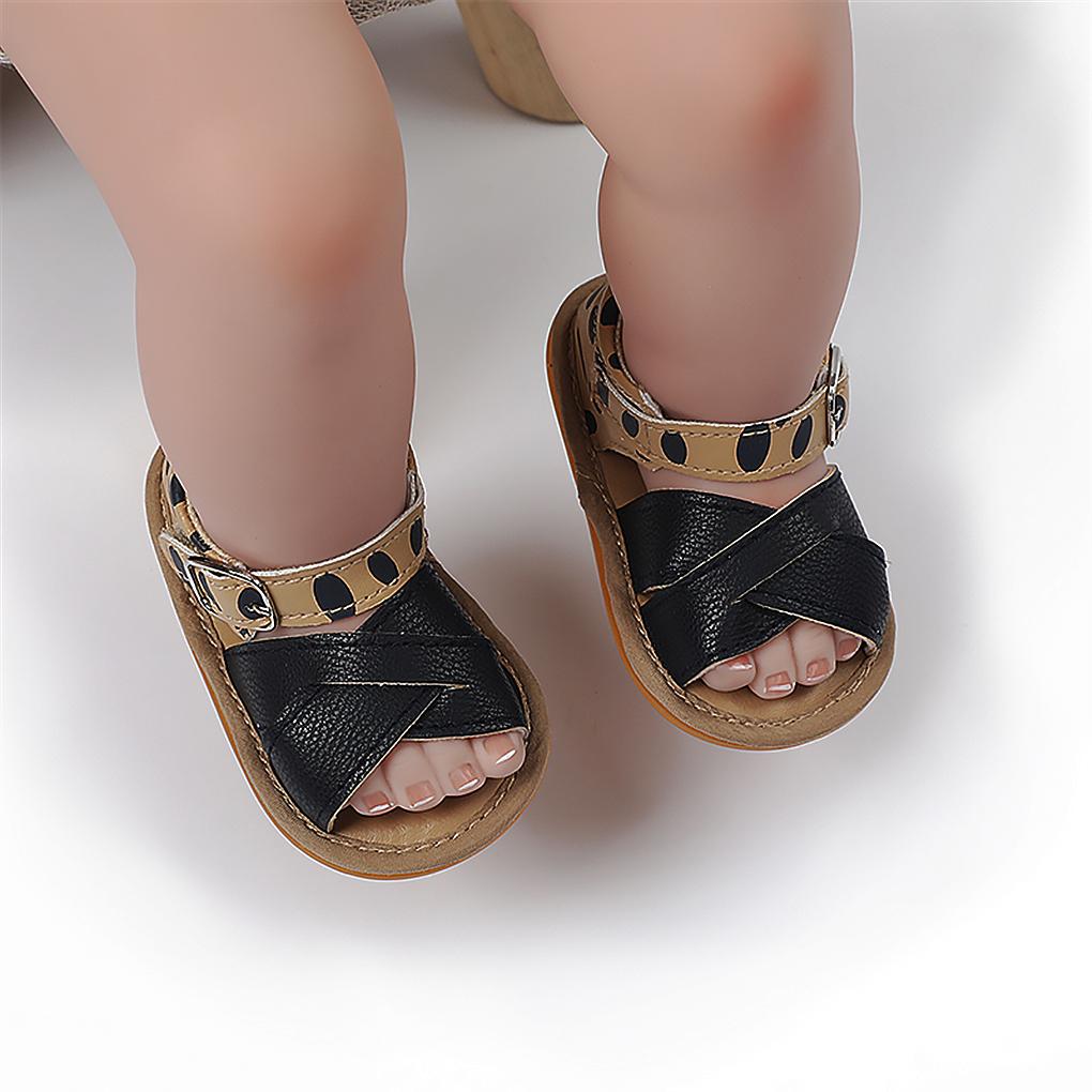 1 Pair Baby Sandals Newborn Babies Girls Non\-slip Open Toe Design Walking Sandals Leather Shoes