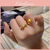 Elegant Brass Gold Plated Bowknot Ring Adjustable Twisted Style Women For