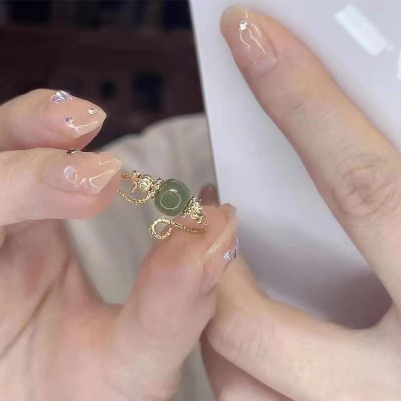 S925 Silver-Plated Hetian Jade Adjustable Ring - 2024 New Sweet Girlfriend Gift