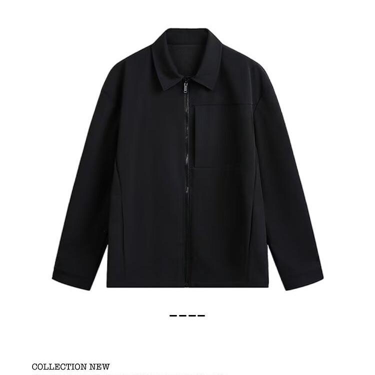 Мужская ретро ветровка Coach: Осенняя однотонная повседневная свободная куртка на молнии M