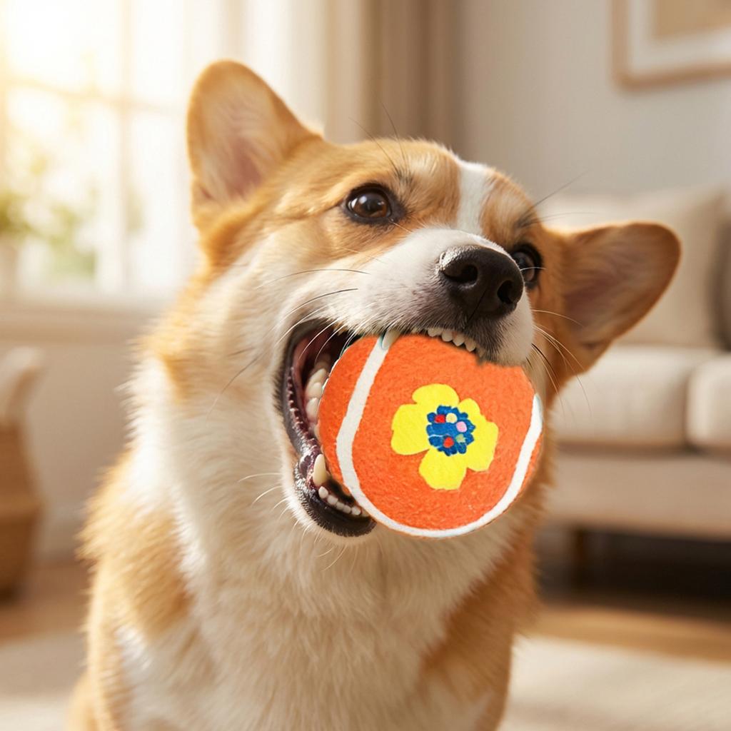 Hundekauspielzeug, Biss- und Knabberfest, Zur Zahnreinigung und zum Abwetzen; Haustier Spielzeug (Tennisball).