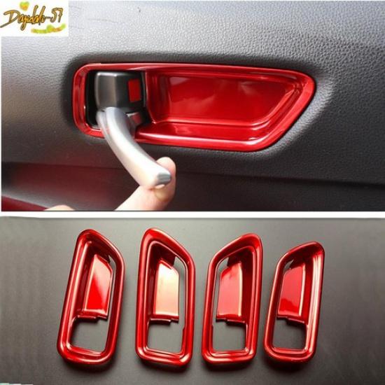 For TOYOTA COROLLA - Red Interior Door Handle Bowl Cover Trim 4PCS Set