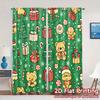 2pcs,Curtains Christmas Teddy Bear Gifts Trees (3) Popular Creative Curtains Durable 100% Polyester Fabric Curtains Outdoor