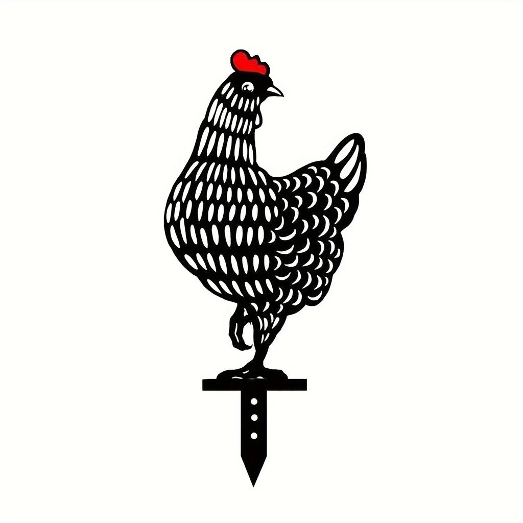 Chicken Yard Art Rooster Hen Silhouette Yards Stake Handheld Animal Toys Decorations Hollow Lifelike Hen Ornament Lawn Floor