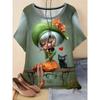 Simple Fashionable Portrait Cartoon Woman Graphic T-shirts Summer Streetwear 3d Printed Loose Comfortable Womens T-shirts