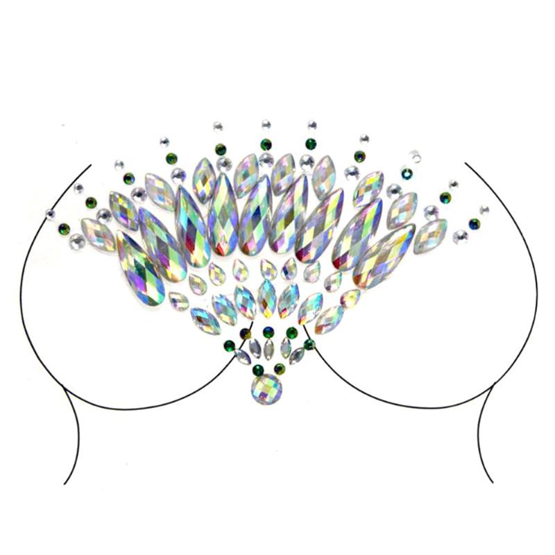  BH-Aufkleber, selbstklebende Diamantperlen, Brustpasteten, glänzende Tattoo-Aufkleber