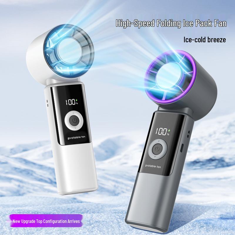 Ice-Powered Mini Fan with Digital Display