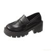 Fashionable versatile Thick soled plus size women shoes Spring  Autumn new version round toe comfortable high heels shoes