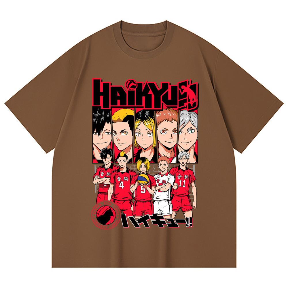 230 Gsm 100% Cotton Haikyu V8 Nekoma High Print Unisex Heavy Cotton T Shirt