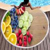 Summer Tropical Fruit Round Beach Towel Delicious Hawaii Fruits Sandproof Beach Blanket Soft Quick Dry Towel Portable Picnic Mat
