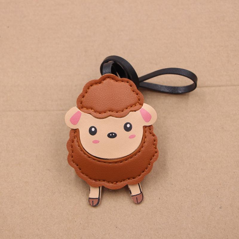 Cute Cartoon Sheep Shaped Bag Charm Waterproof PU Leather Pendant for Backpacks Handbags Keys Party Decor Accessory