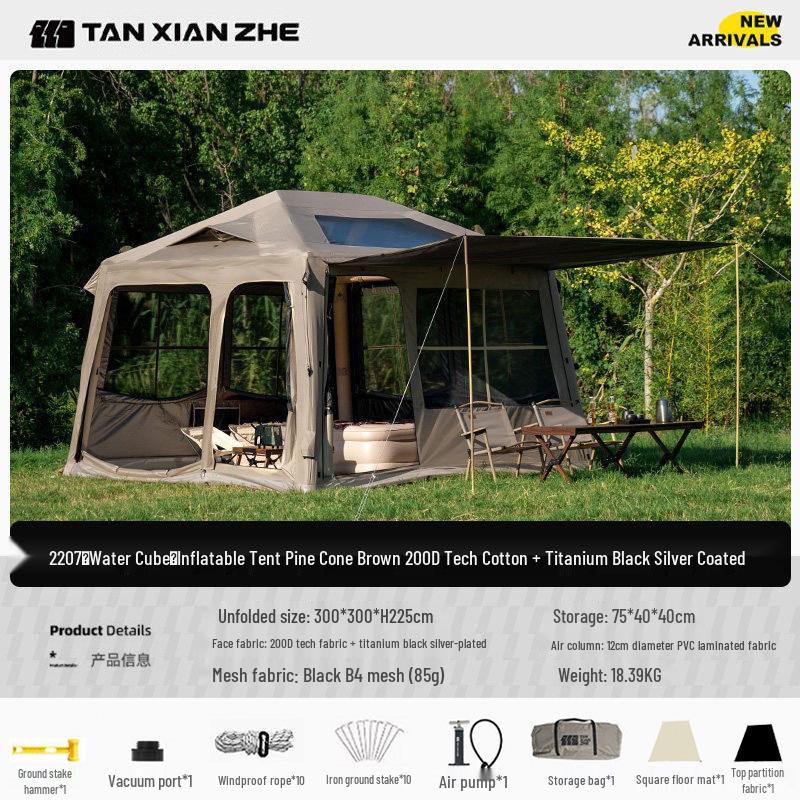 Explorer Water Cube Automatic Inflatable Tent - Rainproof Outdoor Camping Gear for Car Tail Integration