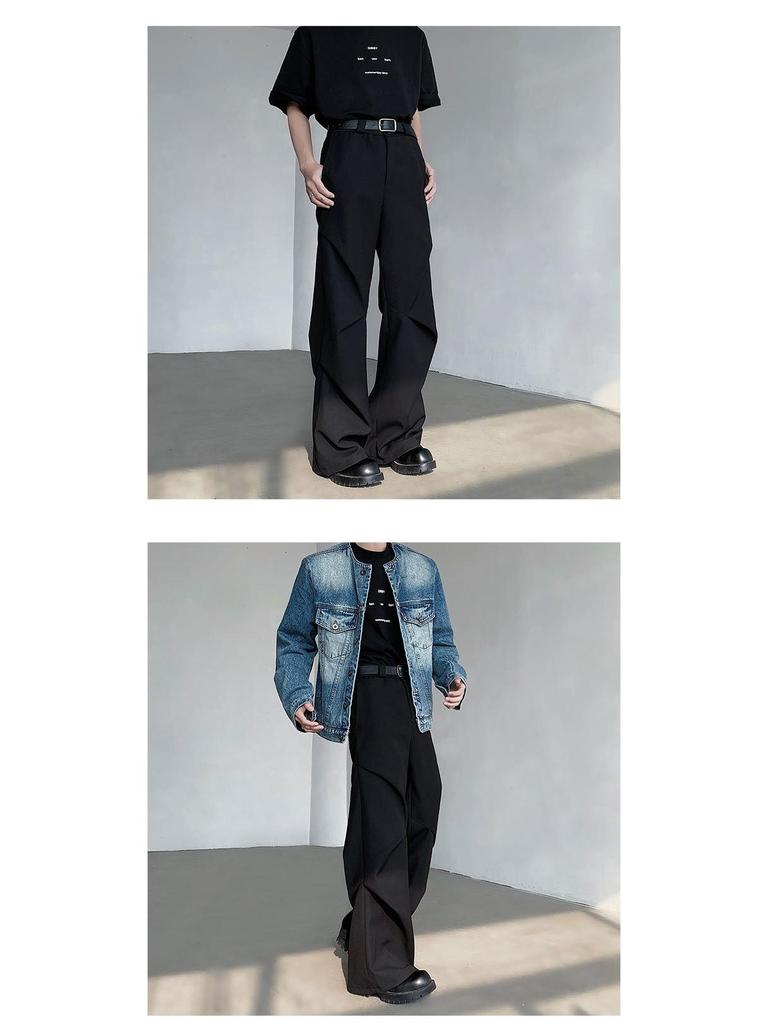 CleanFit Herren Western Faltenhose Micro-Flare - High-End Weitbein-Design