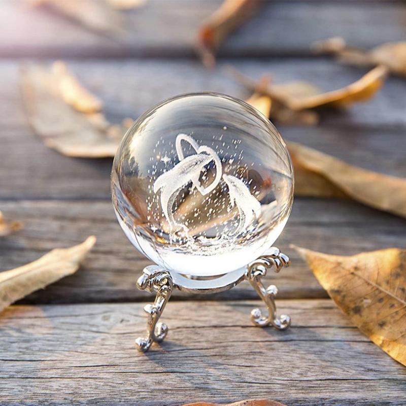 3D Engraved DIY Photography Props Gemstone Sphere Holder Art Craft Display Metal Base Home Decor Crystal Ball Stand Office