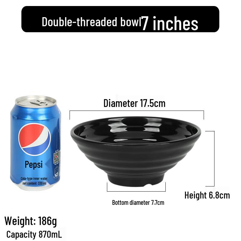 QianXing 7-inch Bright Black Melamine Noodle & Soup Bowls (Set of 20)