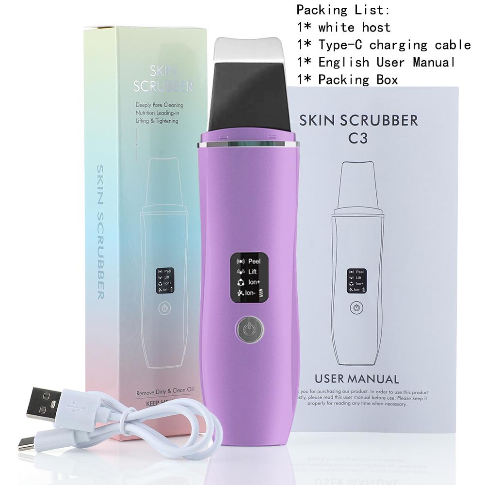 Ultrasonic Facial Skin Scrubber Deep Cleaning Cavitation Peeling Shovel Pore Blackhead Acne Removal Face Cleaner Lifting
