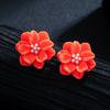 Stylish, simple and versatile exaggerated flower earrings, fresh temperament and three-dimensional multi-color flower pearl ears