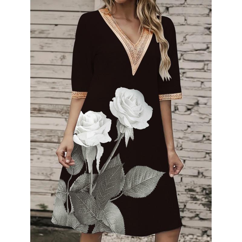 BITCED Fashion Summer Spring Short Sleeve V-Neck Casual Dresses