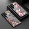 Luxury Flowers Print Case For Samsung Galaxy S26 Ultra S25 FE S24 S23 S22 Plus S21 FE Magnetic Slim Hybrid TPU+PC Matte Phone Cover