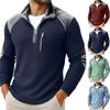 Men's Retro Half-Zip Pullover Stand Collar Long Sleeve Loose Fit Sweatshirt for Fall Winter