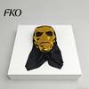Dark Cool Cosplay Mask Halloween Skull Mask, with Breathable Mesh Eyes Design, Black Electroplated Metallic Headscarf Mirror Texture for Adults Party
