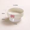 Cute Large Capacity Ceramic Cat Bowl Macaron Colors Non-Slip Base Elevated Pet Bowl with Bow Pet Feeding Bowl for Puppy Cats